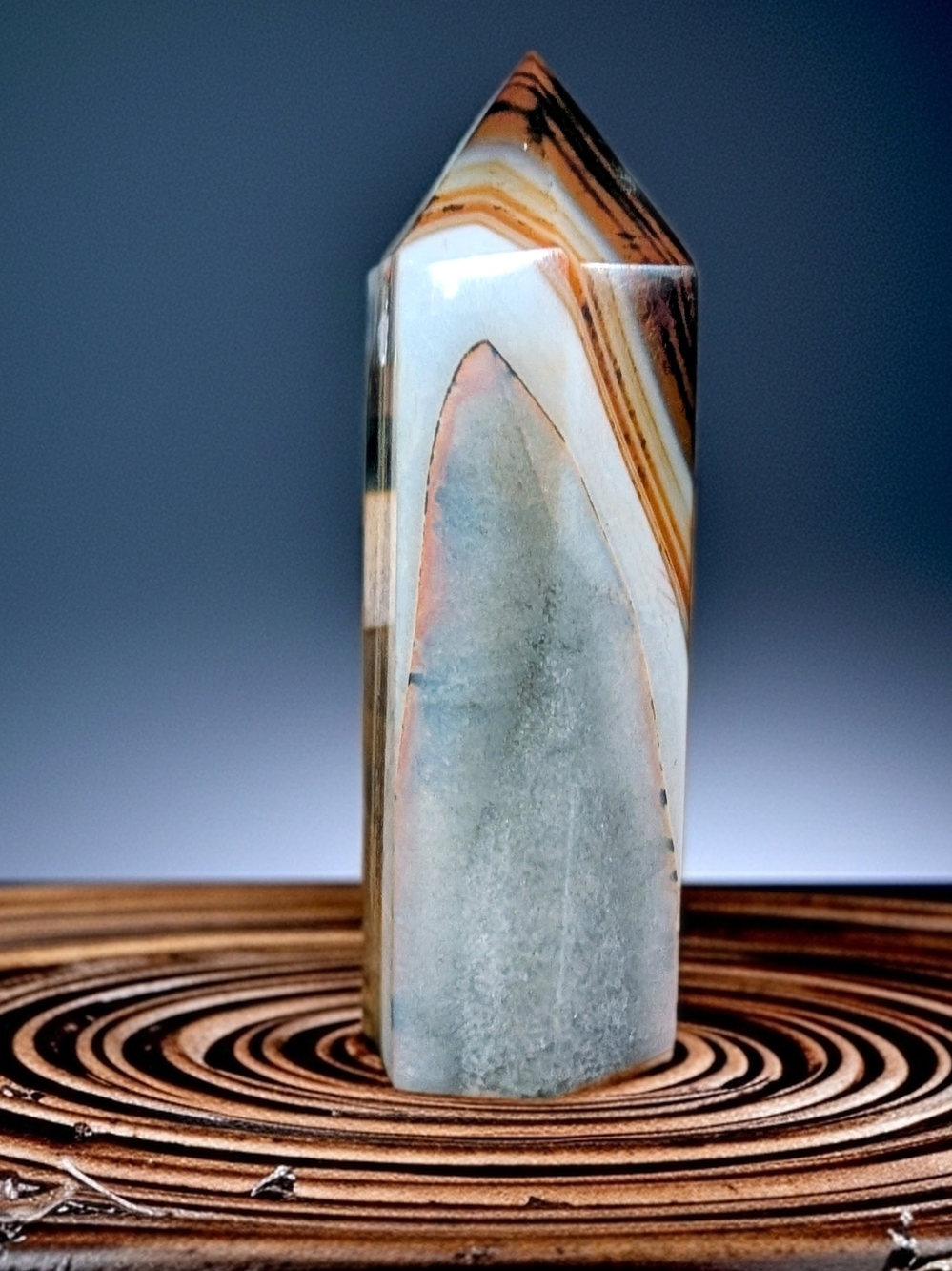 Polished Multi-Tone Agate Tower - Earthy Cream & Brown